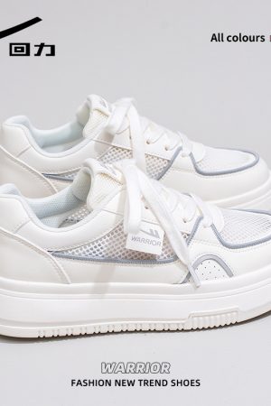 Women's White Thick-Soled Sneakers - Breathable Summer Board Shoes, Versatile Niche Design for Everyday Wear