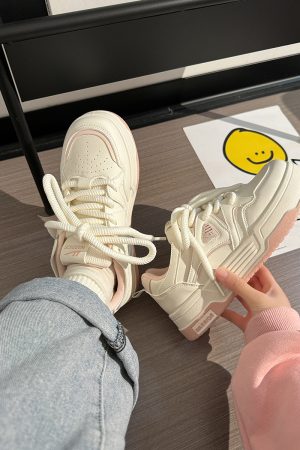 Women's White Thick-Soled Sneakers - Breathable Summer Board Shoes, Versatile Niche Design for Everyday Wear