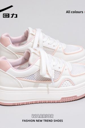 Women's White Thick-Soled Sneakers - Breathable Summer Board Shoes, Versatile Niche Design for Everyday Wear