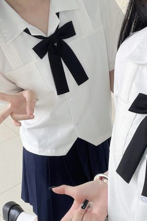 Women's Wrinkle-Resistant JK Shirt Set - Long Sleeve & Short Sleeve Basic Uniform, College Style Spring & Autumn White Top