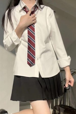 Women's Wrinkle-Resistant JK Shirt Set - Long Sleeve & Short Sleeve Basic Uniform, College Style Spring & Autumn White Top