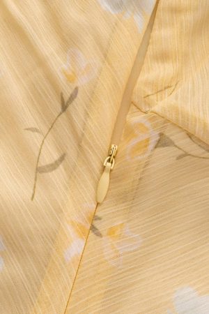 Women's Yellow Floral Long Dress - French Style, Spaghetti Strap, Waist-Cinching, Slim-Fit, Elegant Vacation Outfit