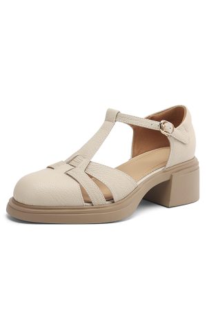 Woven Hollow Chunky Heeled Open-Toe Sandals for Women - 2025 Summer Pig Cage Style, Trendy Sheepskin High Heels