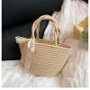 Woven Pastoral Style Tote Bag for Women - Versatile Beach & Vacation Straw Storage Bag
