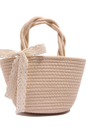 Woven Pastoral Style Tote Bag for Women - Versatile Beach & Vacation Straw Storage Bag