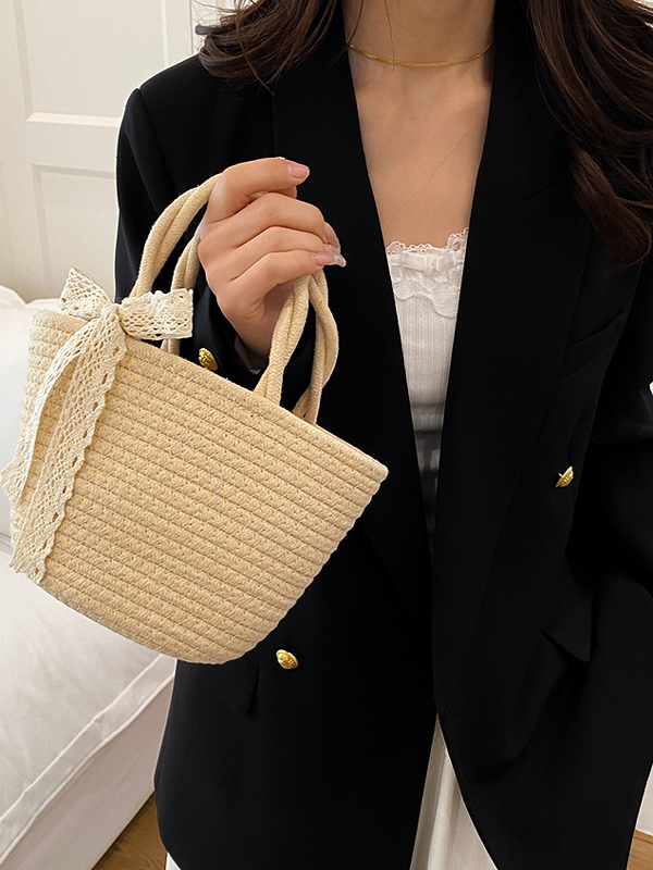 Woven Pastoral Style Tote Bag for Women - Versatile Beach & Vacation Straw Storage Bag Woven Pastoral Style Tote Bag for Women - Versatile Beach & Vacation Straw Storage Bag