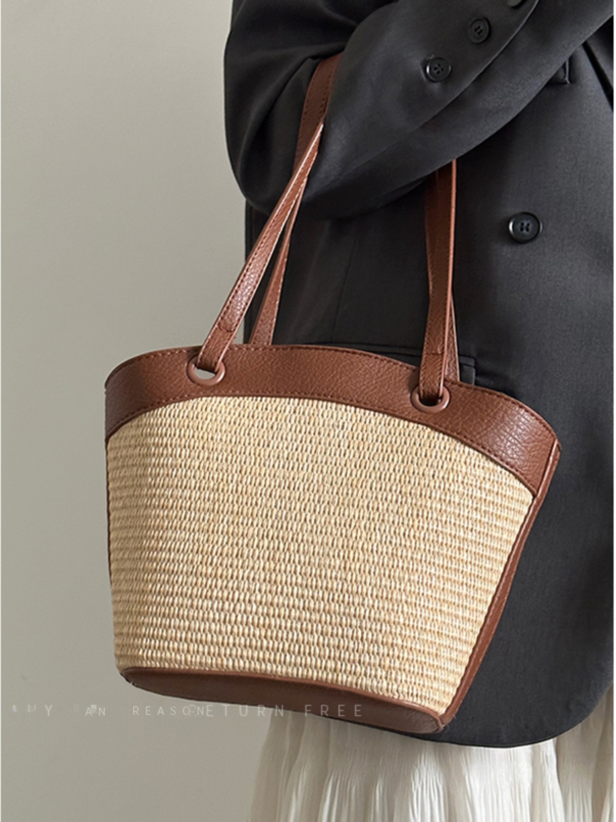 Woven Shoulder Bag for Women - French Retro Vegetable Basket, Casual Beach Vacation Style, Versatile Fashion Accessory Woven Shoulder Bag for Women - French Retro Vegetable Basket, Casual Beach Vacation Style, Versatile Fashion Accessory