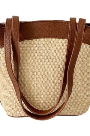 Woven Shoulder Bag for Women - French Retro Vegetable Basket, Casual Beach Vacation Style, Versatile Fashion Accessory