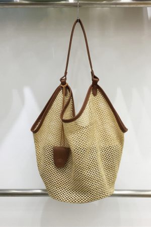 Woven Straw Tote Bag for Summer 2025 - Large Capacity Casual Shoulder Bag for Vacation and Everyday Use