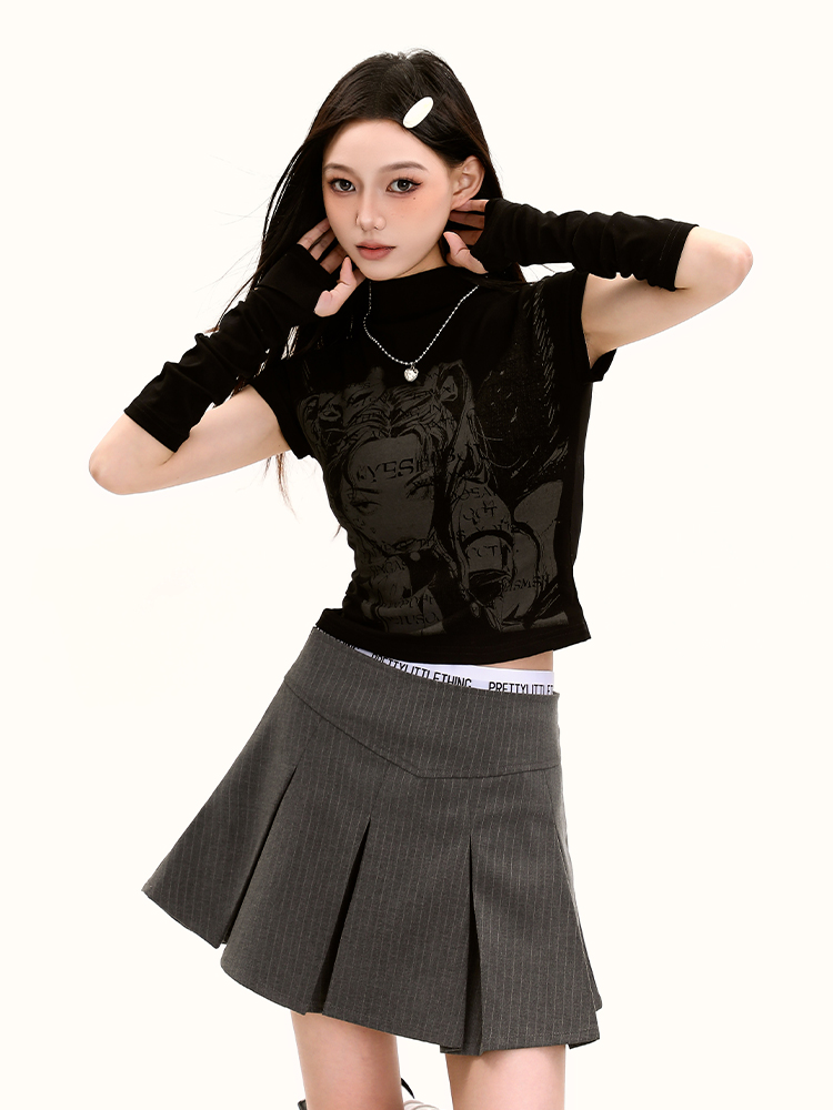 Y2K American Retro Short Sleeve T-Shirt - Sweet and Spicy Anime Slim Fit Top for Summer Outfits Y2K American Retro Short Sleeve T-Shirt - Sweet and Spicy Anime Slim Fit Top for Summer Outfits