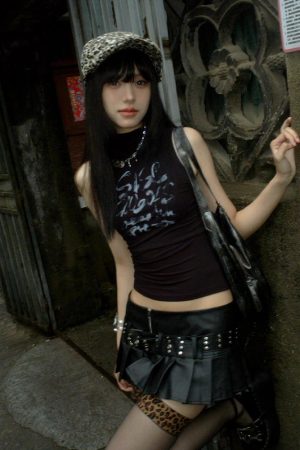 Y2K American-Style Half-High Collar Sleeveless T-Shirt Vest for Women - Trendy Slim-Fit Summer Top