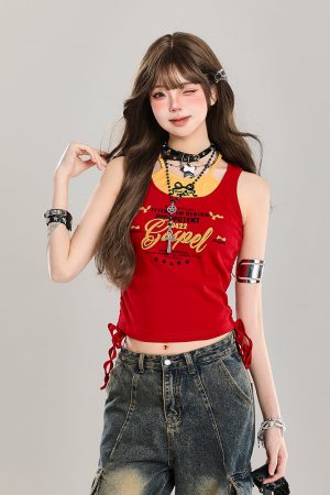 Y2K American-Style Spicy Girl Faux Two-Piece Slim-Fit Camisole Top for Women - Summer Fashion Outerwear