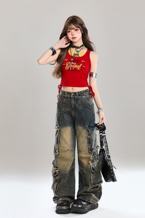 Y2K American-Style Spicy Girl Faux Two-Piece Slim-Fit Camisole Top for Women - Summer Fashion Outerwear