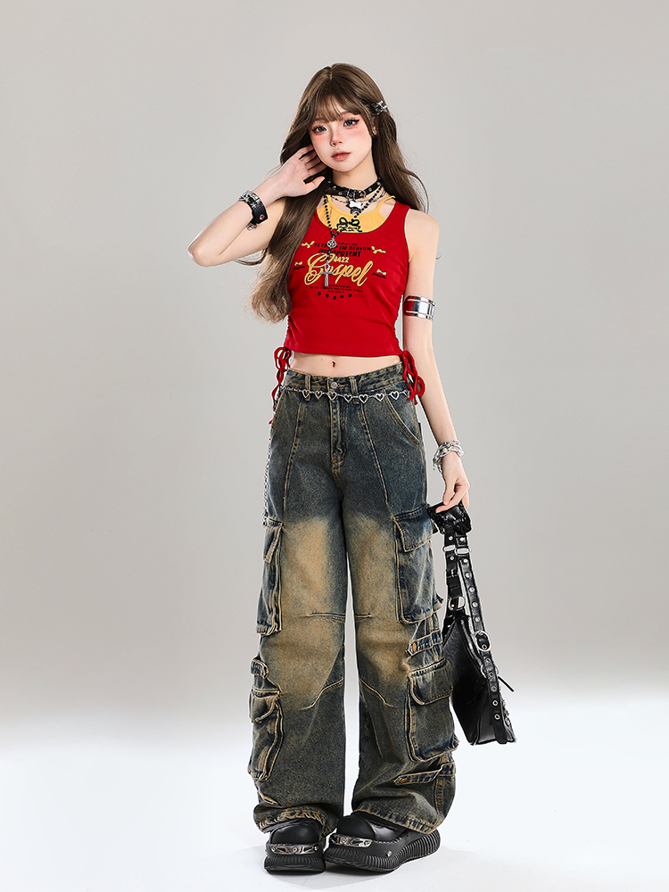 Y2K American-Style Spicy Girl Faux Two-Piece Slim-Fit Camisole Top for Women - Summer Fashion Outerwear Y2K American-Style Spicy Girl Faux Two-Piece Slim-Fit Camisole Top for Women - Summer Fashion Outerwear