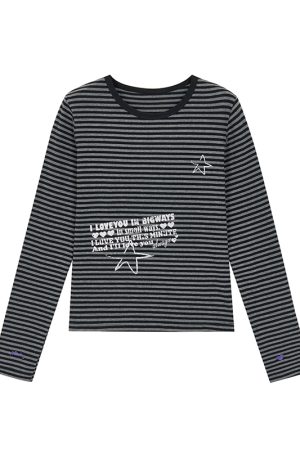 Y2K Color-Block Striped Long Sleeve Tee for Women - Autumn 2024 Trendy Base Top