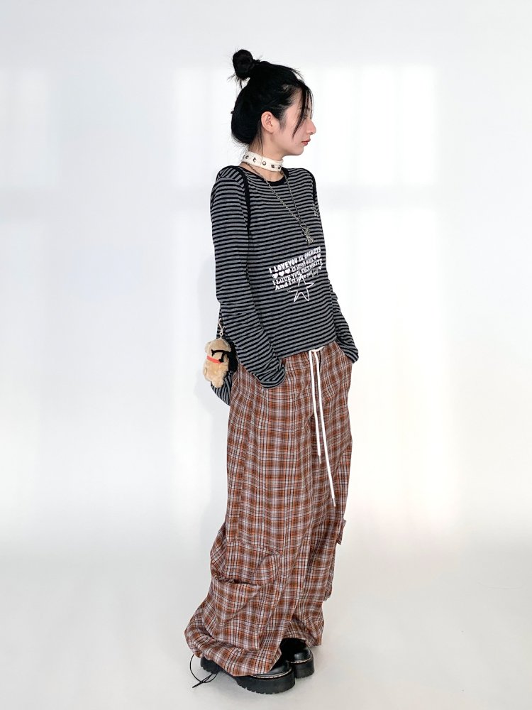 Y2K Color-Block Striped Long Sleeve Tee for Women - Autumn 2024 Trendy Base Top Y2K Color-Block Striped Long Sleeve Tee for Women - Autumn 2024 Trendy Base Top