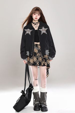 Y2K High-Waisted Irregular Checkered A-Line Half Skirt for Summer 2025 - Slimming Short Skirt for Trendy Millennial Fashion