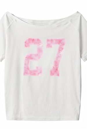 Y2K Off-Shoulder Red T-Shirt for Summer, Loose Fit Short-Sleeve Top with Digital Print, Spicy Girl American Style