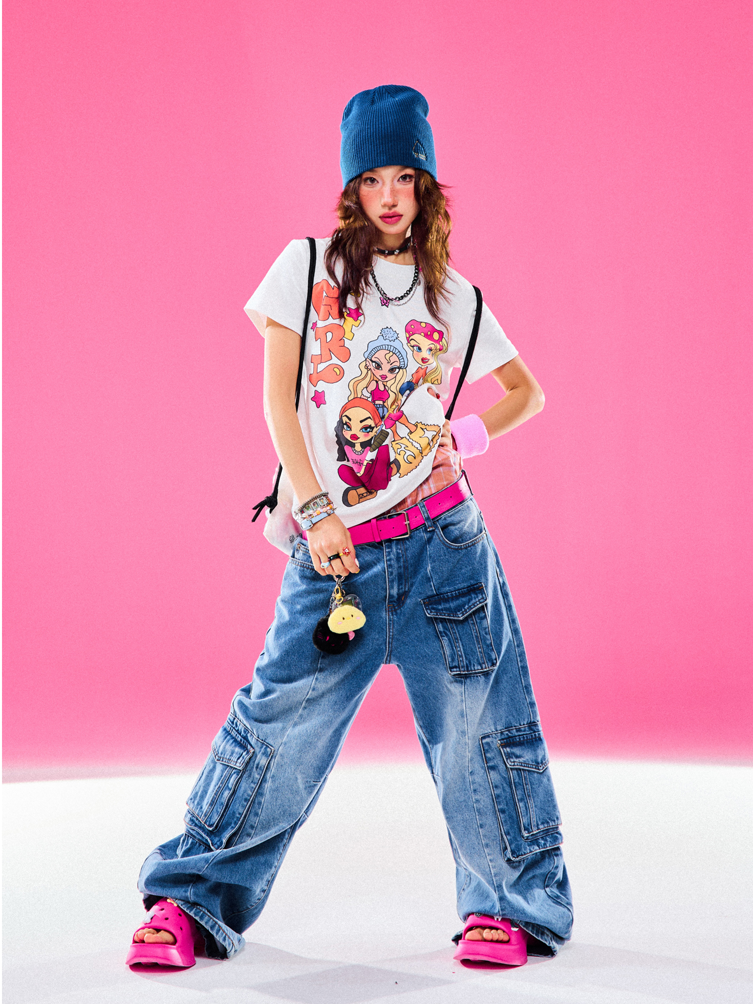 Y2K Slim Fit Cartoon Girl Printed Short Sleeve T-Shirt for Women - Versatile Summer Top Y2K Slim Fit Cartoon Girl Printed Short Sleeve T-Shirt for Women - Versatile Summer Top