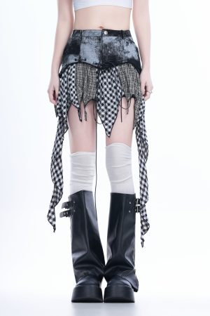 Y2K Spicy Girl Outfit Irregular Splicing Ruffled Slim Fit Hip-Hugging Short Skirt for Trendy Fashionistas