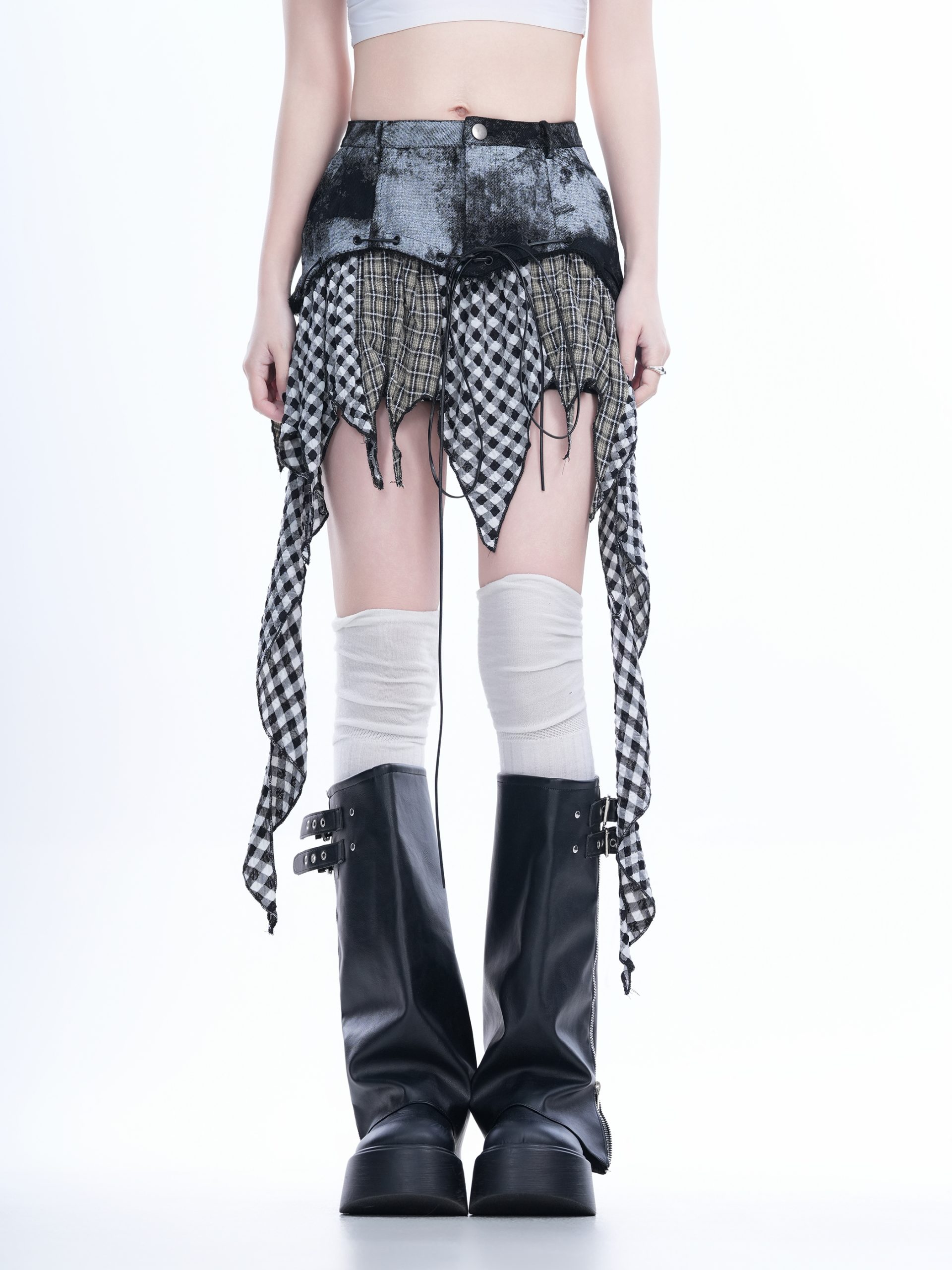 Y2K Spicy Girl Outfit Irregular Splicing Ruffled Slim Fit Hip-Hugging Short Skirt for Trendy Fashionistas Y2K Spicy Girl Outfit Irregular Splicing Ruffled Slim Fit Hip-Hugging Short Skirt for Trendy Fashionistas