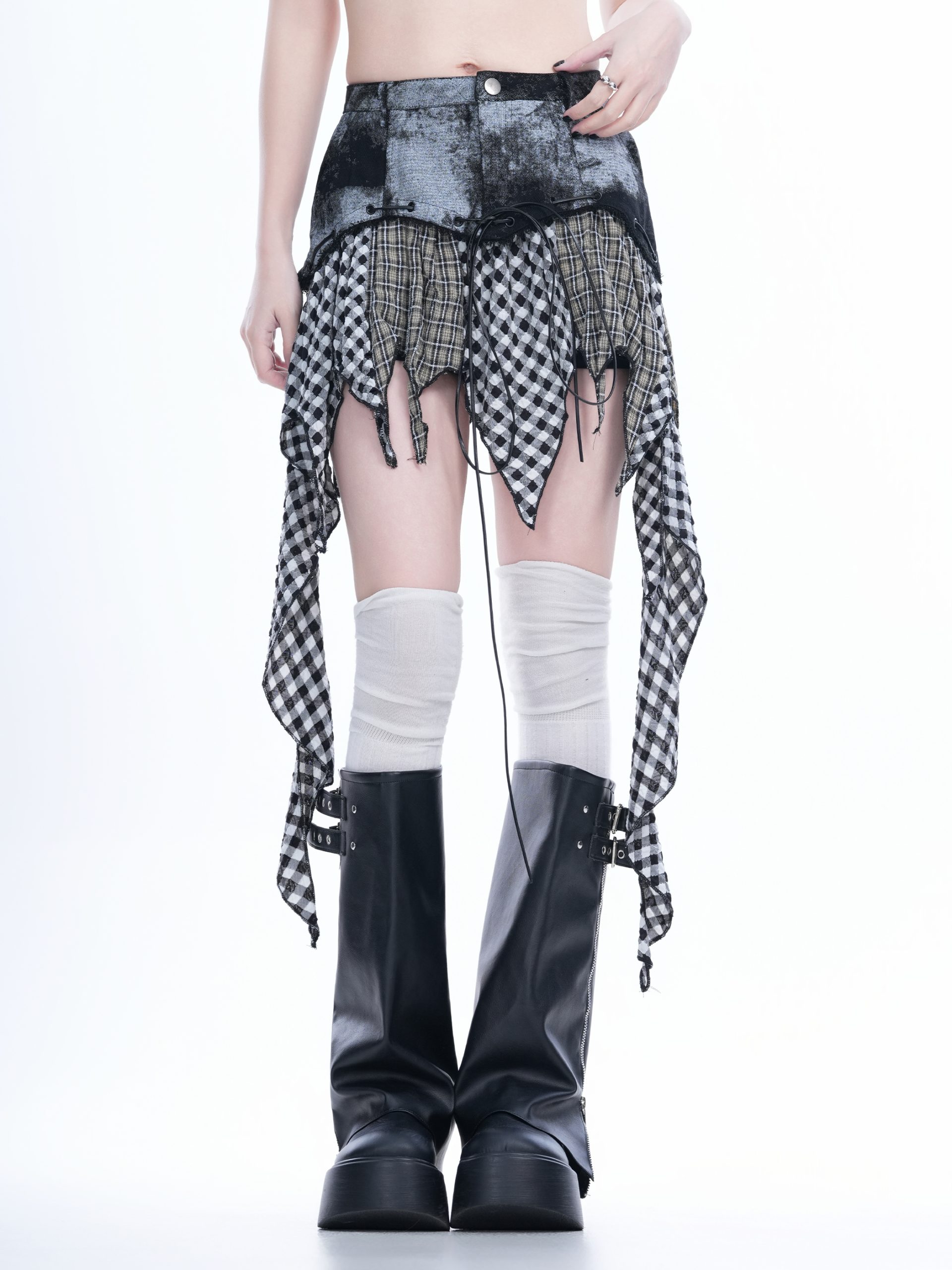 Y2K Spicy Girl Outfit Irregular Splicing Ruffled Slim Fit Hip-Hugging Short Skirt for Trendy Fashionistas Y2K Spicy Girl Outfit Irregular Splicing Ruffled Slim Fit Hip-Hugging Short Skirt for Trendy Fashionistas