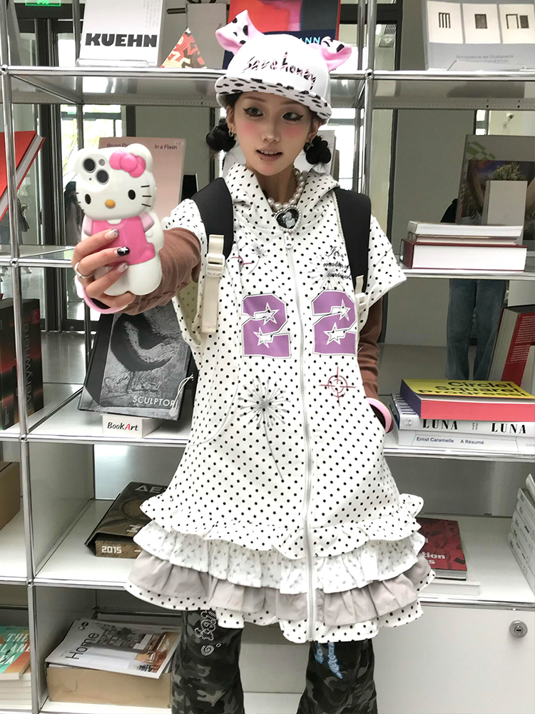 Y2K Style Women's Short Sleeve Dress with Hood, Summer Ruffled Edge, Subculture Millennial Skirt for Trendy Looks Y2K Style Women's Short Sleeve Dress with Hood, Summer Ruffled Edge, Subculture Millennial Skirt for Trendy Looks