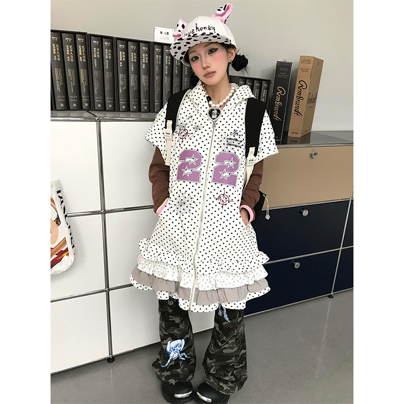 Y2K Style Women's Short Sleeve Dress with Hood, Summer Ruffled Edge, Subculture Millennial Skirt for Trendy Looks Y2K Style Women's Short Sleeve Dress with Hood, Summer Ruffled Edge, Subculture Millennial Skirt for Trendy Looks