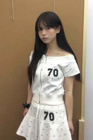 Y2K Summer Star Print Off-Shoulder Top & Slim-Fit Skirt Two-Piece Sports Suit for Women - American Style Sweet & Spicy Look