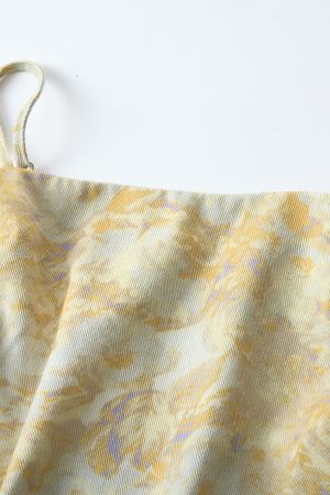 Yellow Gradient Waist-Cinching Camisole with Hair Tie - Unique Summer Vacation Style Sweet Top for Women