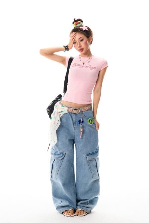 Yellow Rhinestone Short Sleeve T-Shirt for Women, Slim-Fit Cropped Top, Summer Fashion, Trendy Y2K Style