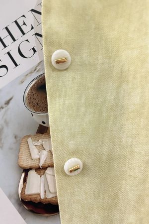 Yellow Small Check Lightweight Suit Jacket for Women, Elegant V-Neck Short Cardigan, 2025 Summer Korean Style Fashion