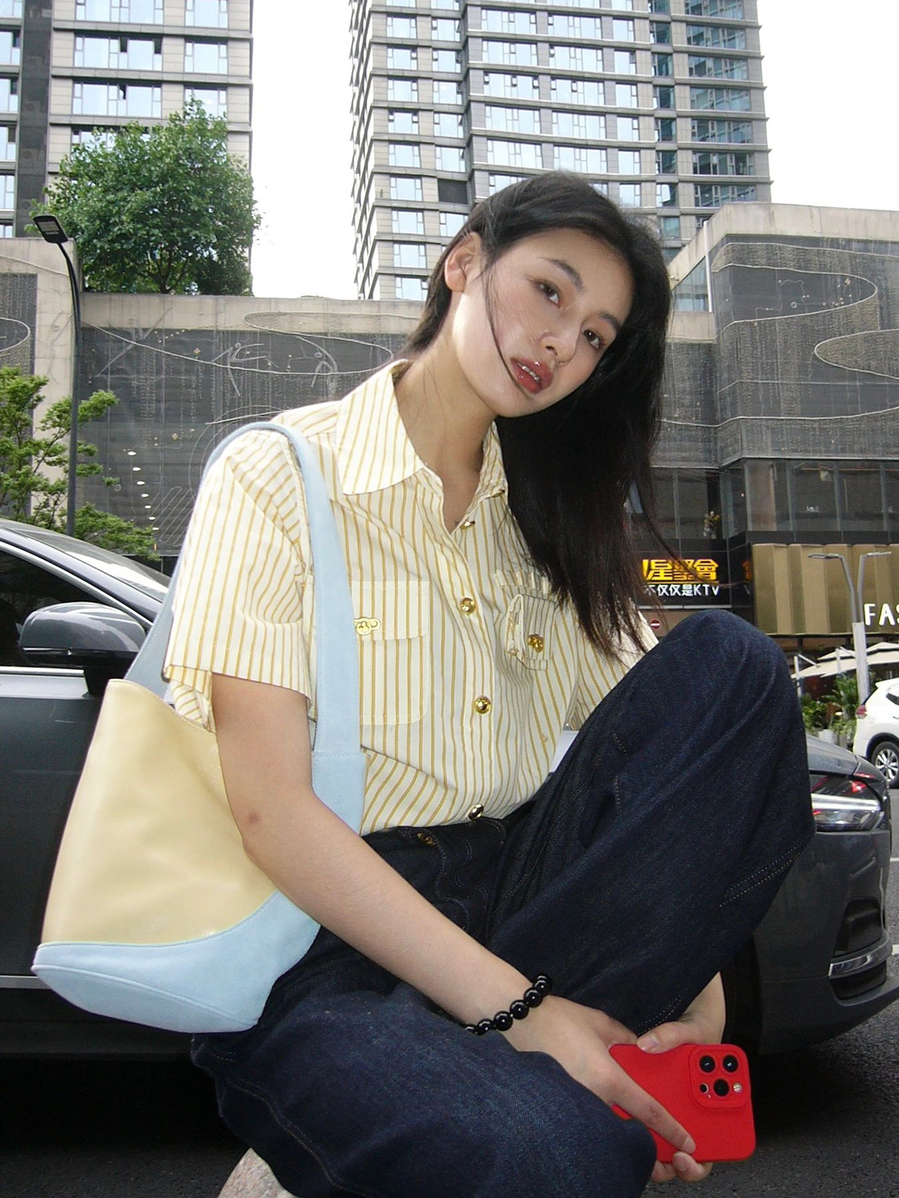 Yellow Striped Short-Sleeve T-Shirt for Women - Retro American Style, Summer Vacation Top, Trendy Instagram Fashion Yellow Striped Short-Sleeve T-Shirt for Women - Retro American Style, Summer Vacation Top, Trendy Instagram Fashion