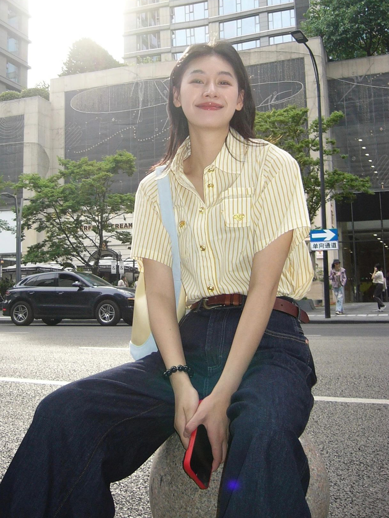 Yellow Striped Short-Sleeve T-Shirt for Women - Retro American Style, Summer Vacation Top, Trendy Instagram Fashion Yellow Striped Short-Sleeve T-Shirt for Women - Retro American Style, Summer Vacation Top, Trendy Instagram Fashion